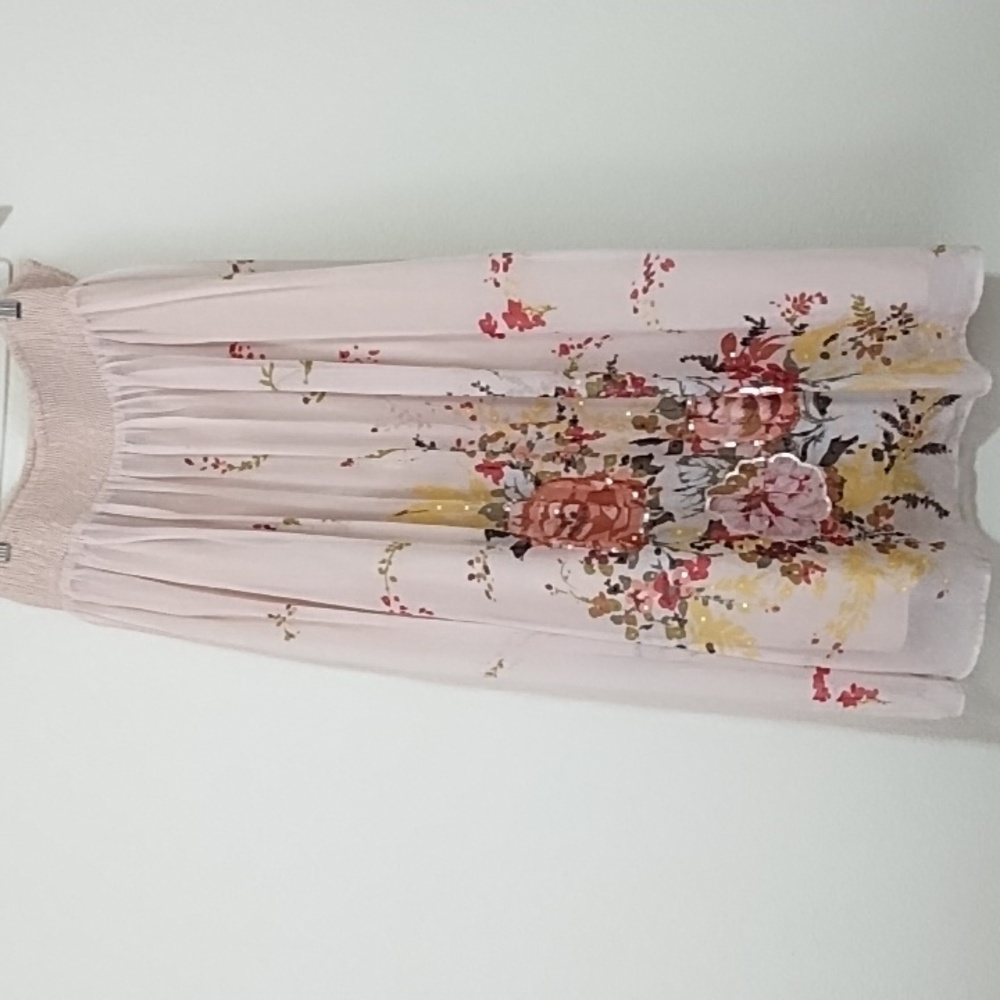 Soft Surroundings Pale Pink Floral Maxi Skirt Size S
